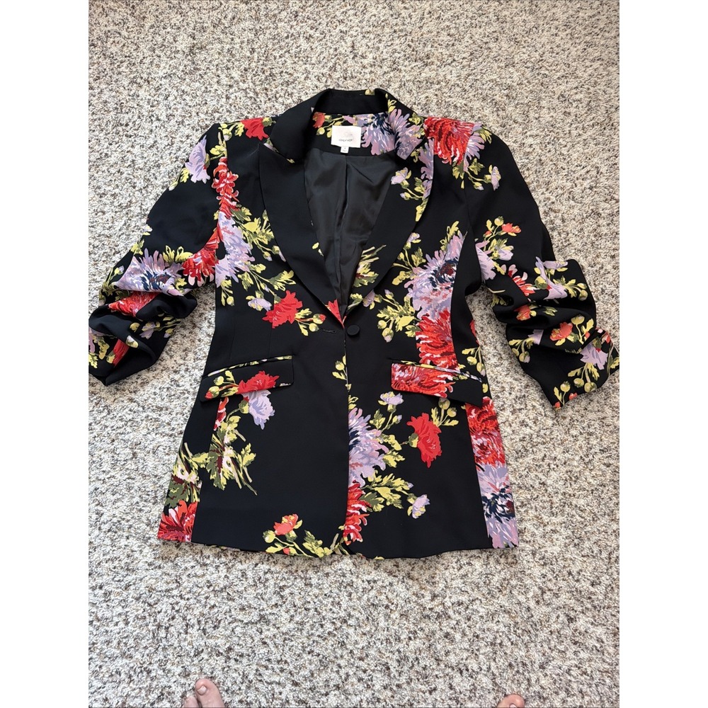 Cinq a Sept New Floral Blazer Womens Jacket Sz 8 in Black Multicolor